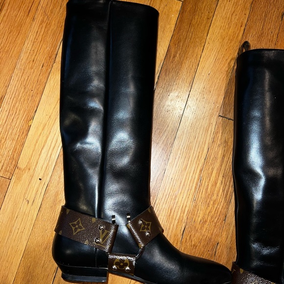 LOUIS VUITTON TALL RIDING BOOTS RHAPSODY LOGO - Picture 3 of 16
